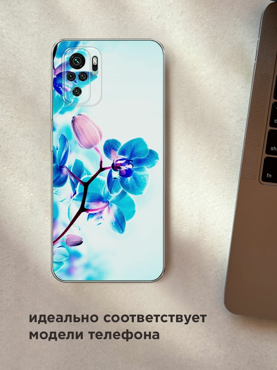 Чехол на Xiaomi Redmi Note 10/Note 10S/Poco M5s / Сяоми Редми Нот 10/Нот 10S/Поко M5s с принтом "Голубая орхидея" — фото 1