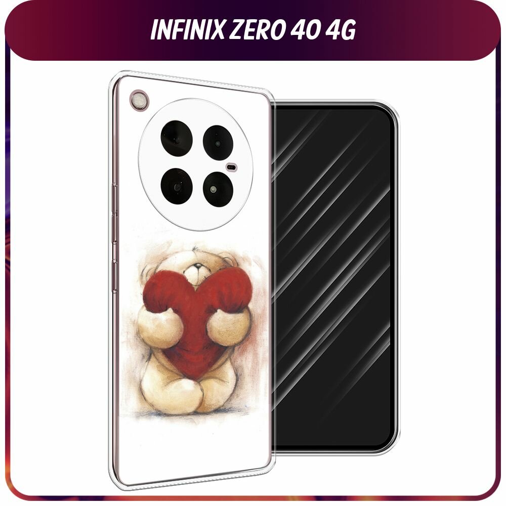 Чехол на Infinix Zero 40 4G / Инфиникс Зеро 40 4G с принтом "Мишка с сердцем 1"