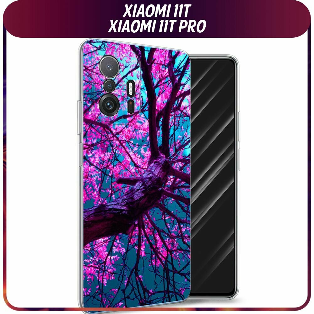 Чехол на Xiaomi Mi 11T / Сяоми Ми 11T с принтом Фиолетовое дерево