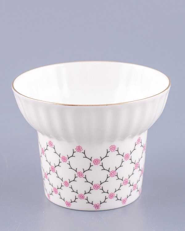 Чайная пара "Розовая Сетка", форма Волна, 155 мл, костяной фарфор, Императорский фарфоровый завод — фото 1