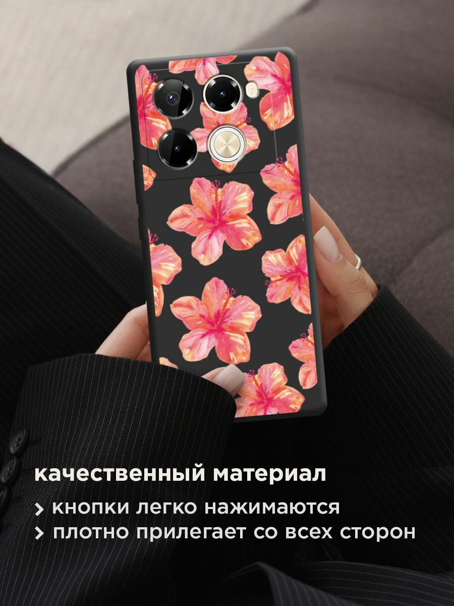Чехол на Infinix Note 40 Pro 4G/Note 40 Pro Plus / Инфиникс Нот 40 Про 4G/Нот 40 Про Плюс с принтом "Pink flowers 2" — фото 1