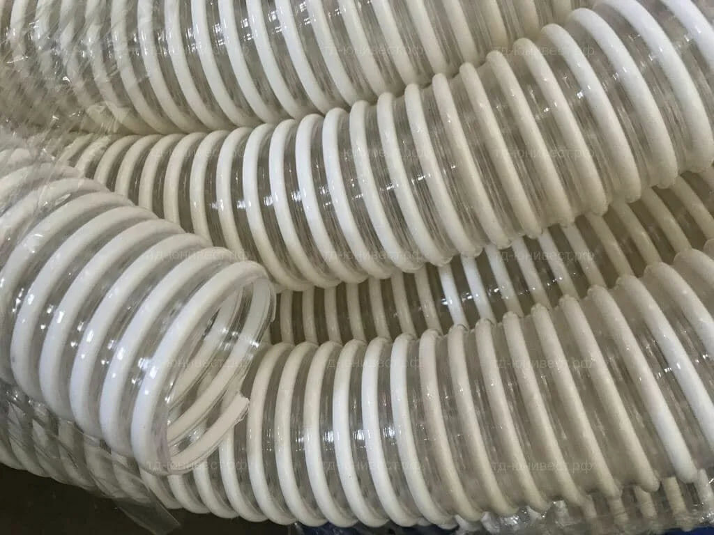 Гибкий вентиляционный шланг ПВХ, спиральный, белый — для вытяжки и вентиляции, 15 м