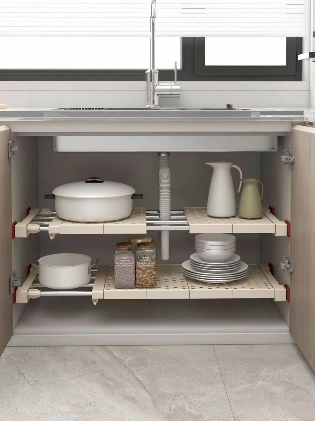 Органайзер полка 2/3 уровневая для хранения и сушки кухонных приборов и посуды