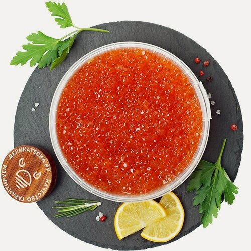 Изображение товара Икра красная горбуши 500г, Деликатеска, вылов Сахалин 2025г, малосоленая, премиум