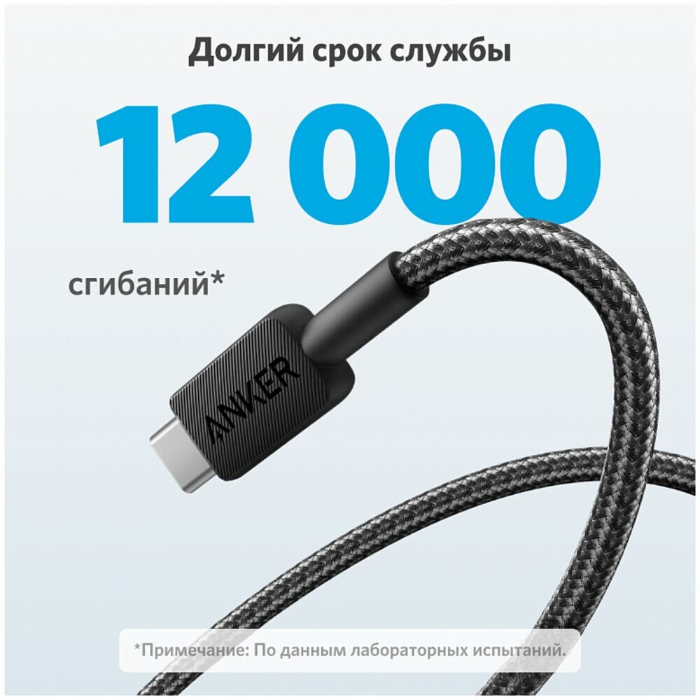 Кабель USB-A - Type C 1.8m Anker Power Line 322 черный — фото 1