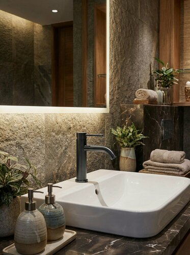 Изображение товара Смеситель для раковины из нержавеющей стали цвет оружейная сталь увеличенный / гарантия 5 лет / коллекция Vessel