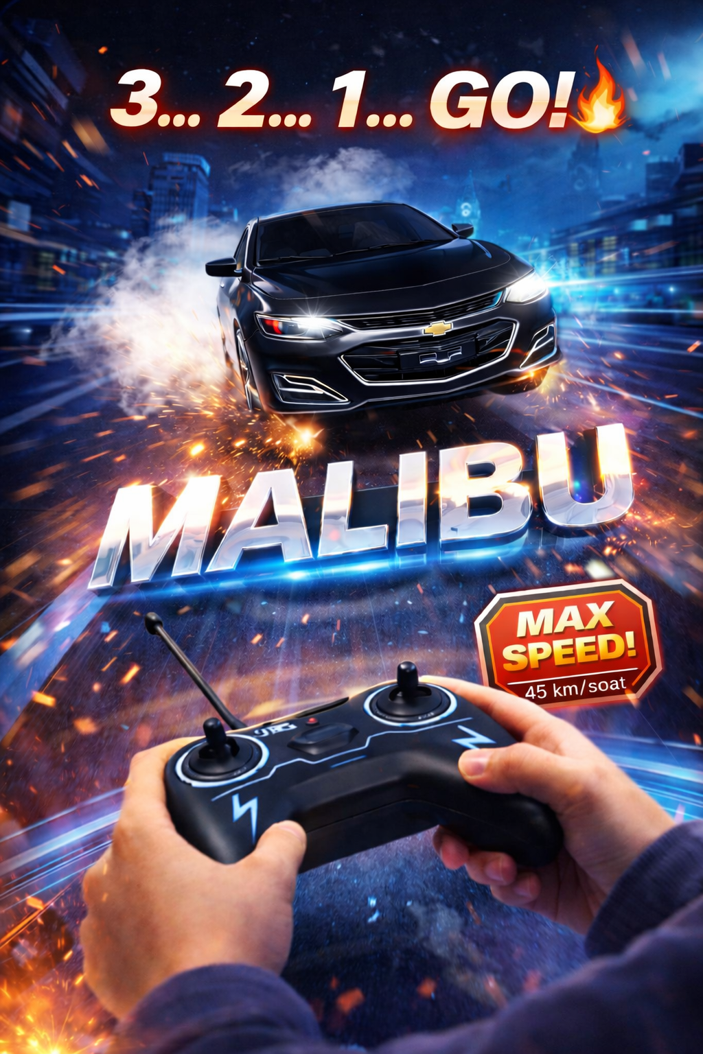 Игрушечная машина "Chevrolet Malibu", радиоуправление, для улицы, масштаб 1:12, звук, от 3 до 5 лет