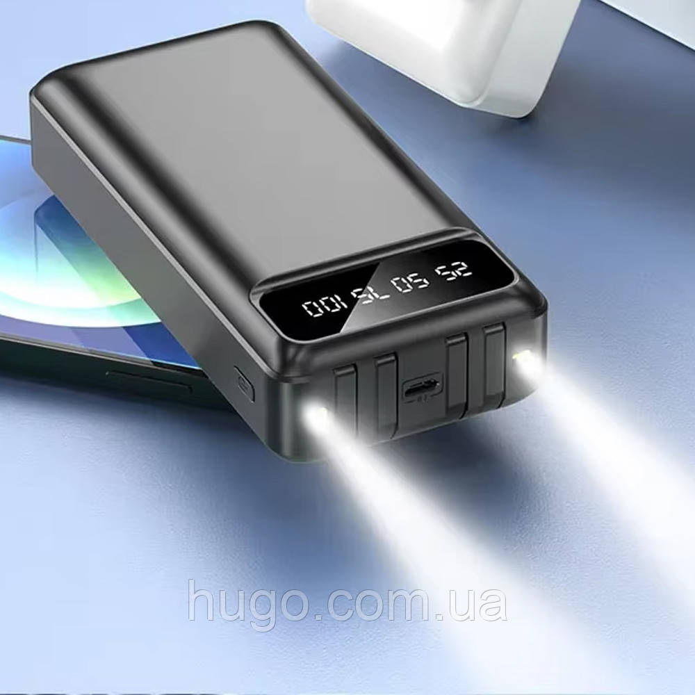 Пауэрбанк KPG 30000 мАч с встроенными кабелями и цифровым дисплеем