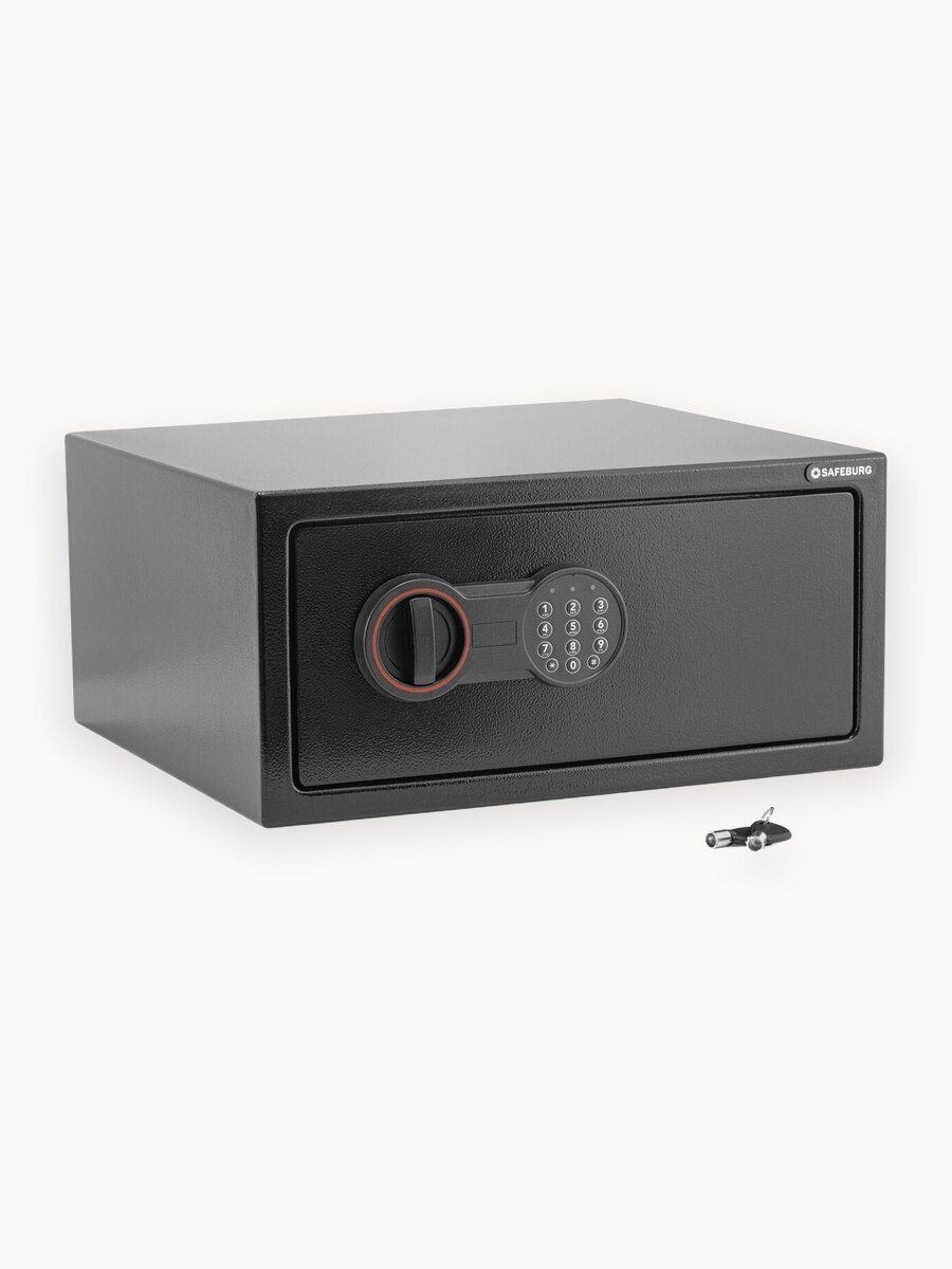 Сейф для денег и документов SAFEBURG SB-200W Black с электронным кодовым замком, 200×420×370 мм, пистолетный сейф