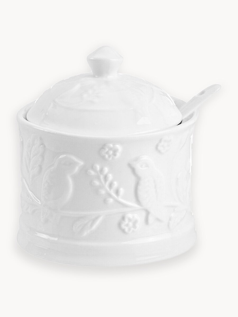 Сахарница 270 мл Elan Gallery "Птички на ветке", с крышкой, с ложкой