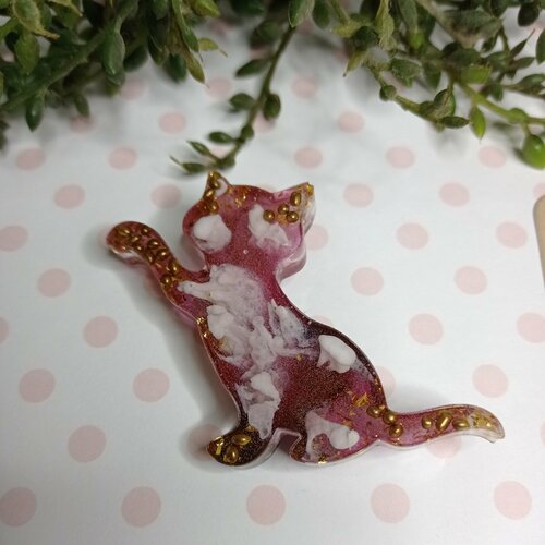 Брошь, пыльная роза брошь кошка cat brooch au