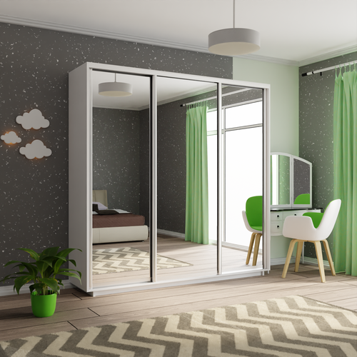 Шкаф-купе Белый В220хШ210хГ60 трёх-дверный,3 зеркала
