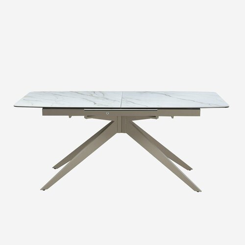 Стол Маттерхорн 1606090 см бело-золотая столешница керамика на черном стекле ножки металл бежевый 34990₽