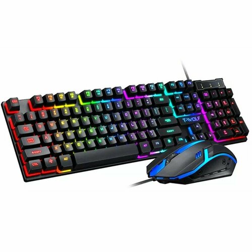 Набор игровой T-WOLF TF200 клавиатура клавиатура c русскойанглийской раслкадкой QWERTY мышь черный 149000₽