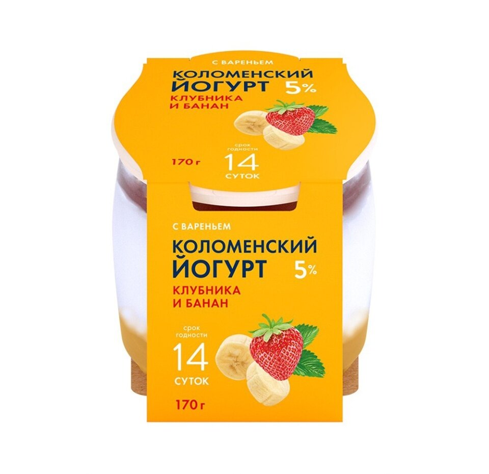 Йогурт Коломенский с клубникой и бананом 5%