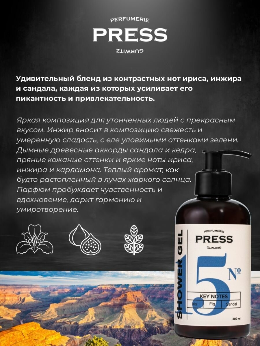 Пресс Гурвиц Парфюмери Гель для душа №15 Ирис-Инжир-Сандал 300мл Айкон Пакеджинг - фото №4
