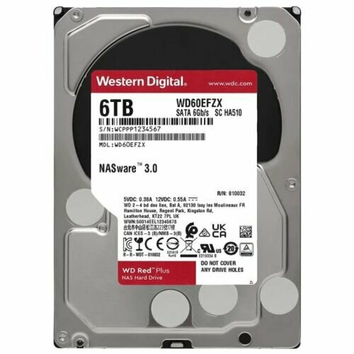 Жесткий диск 6Tb Western Digital WD Red Plus (WD60EFZX) жесткий диск western digital red plus 6tb 3 5 5400 rpm 128mb sata iii nas edition замена wd60efzx