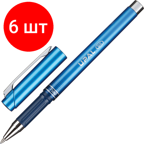 Комплект 6 штук, Ручка гелевая неавтомат. Deli Upal д. ш 0.7мм лин 0.35мм синий EG11-BL