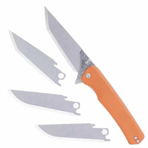 фото Складной нож tac ray 9tiedc оранжевый g10 (3 запасных клинка в комплекте)
