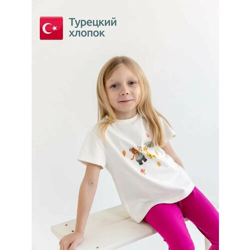 фото Футболка , размер 86-92, белый, коричневый n.k