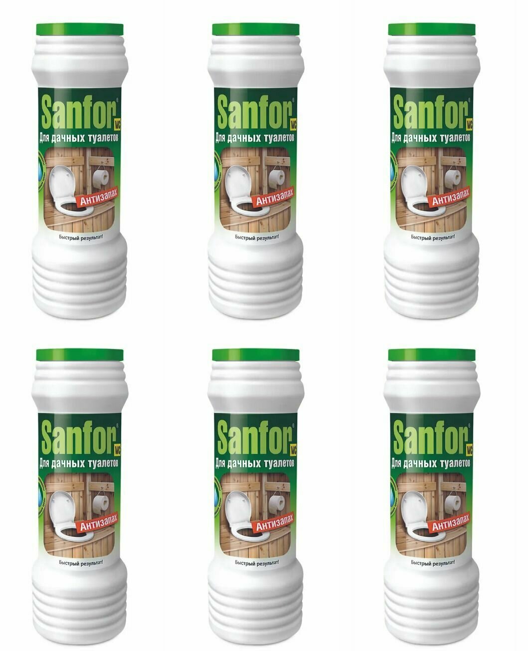 Sanfor Средство дезодорирующее для дачных туалетов Антизапах, 400 г, 6 шт