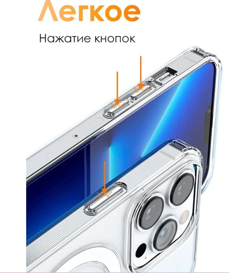 Прозрачный чехол MagSafe на iPhone 14 Pro Max/Силиконовый чехол для Айфон 14 Pro Max/Усиленный с защитой камеры и экрана — фото 1
