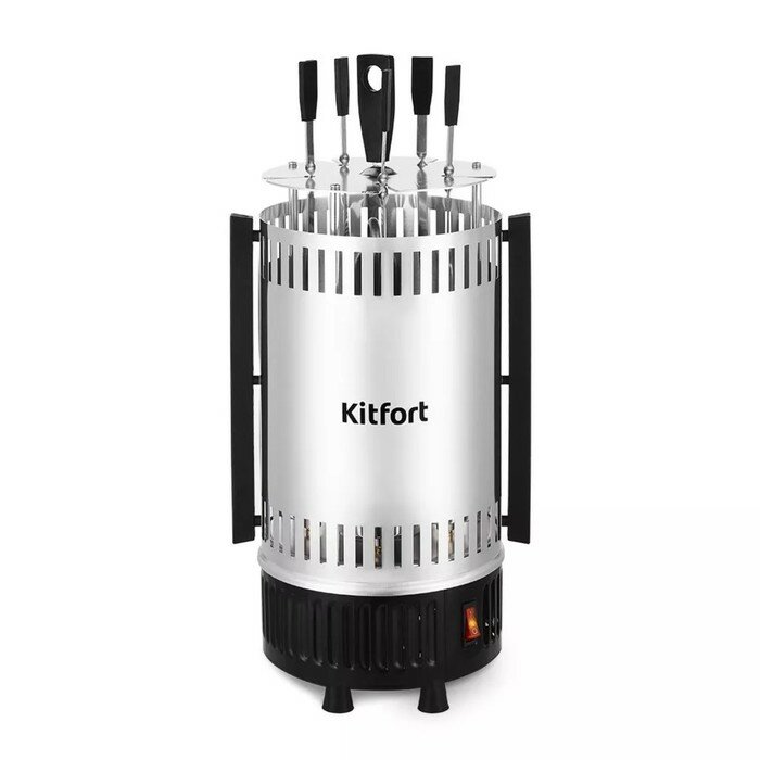Электрошашлычница Kitfort KT-1406, 900 Вт, 5 шампуров, серебристо-чёрная 10208463