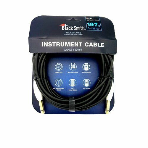 BlackSmith Instrument Cable Mute Series 19,7ft MSIC-STS6 инстр кабель, 6 м, прям Jack + прям Jack, m