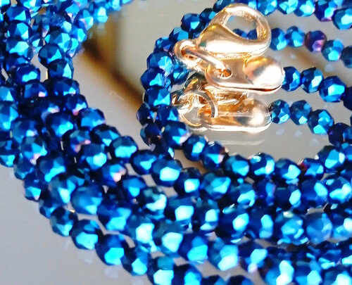 Чокер Ожерелье чокер сверкающая шпинель, талисман мира и гармонии, шпинель, длина 48 см, синий