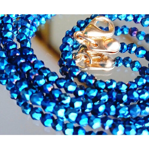 фото Чокер ожерелье чокер сверкающая шпинель, талисман мира и гармонии, шпинель, длина 48 см, синий китай