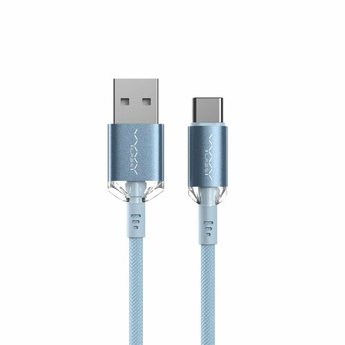 Кабель USB A - USB Type C Vyvylabs Crystal Series Fast Charging Data Cable 3A 1m Blue