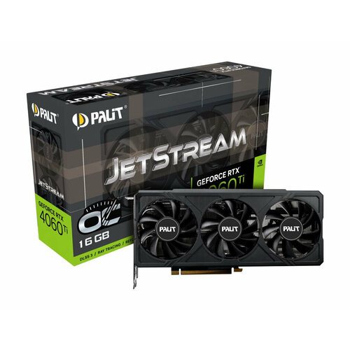 Видеокарта PALIT GeForce RTX 4060 Ti JetStream OC 16 ГБ (NE6406TU19T1-1061J) видеокарта palit ne6406tu19t1 1061j geforce rtx 4060 ti 16gb jetstream oc
