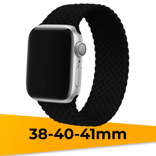 металлический блочный сменный ремешок для умных часов apple watch 1 9 se 38 40 41 mm стальной браслет на смарт часы эпл вотч черный Нейлоновый плетеный монобраслет на Apple Watch 1-9, SE, 38-40-41 mm / Тканевый ремешок (135 мм) для Эпл Вотч 1, 2, 3, 4, 5, 6, 7, 8, 9, СЕ / Черный