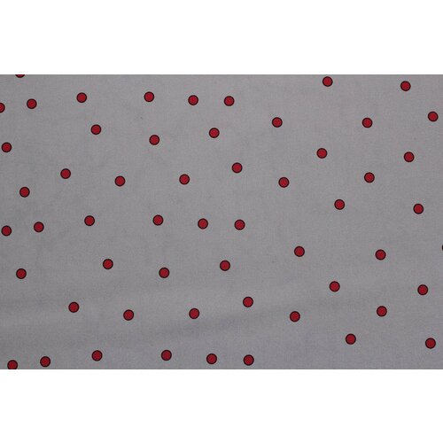 Ткань Креп-стрейч RAIKA D. серовато-лиловый в красный горошек, ш134см, 0,5 м