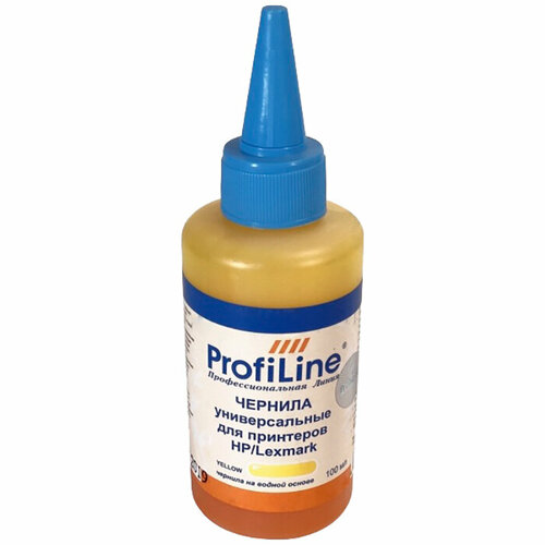 Чернила ProfiLine PL-INK-UNI-HP/Lex-Y 100мл, желтый, совместимые для картридж profiline pl 106r01633 y 1400 стр желтый