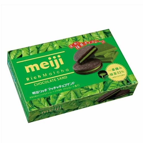 Meiji Печенье шоколадное со вкусом чая Матча, 96 г