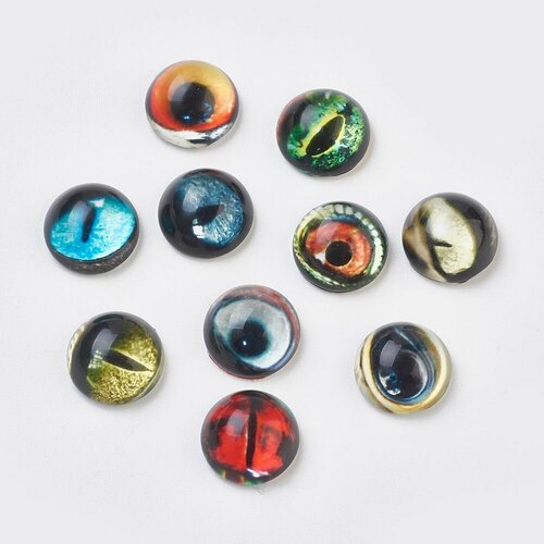 Кабошоны глаза животных 10 шт. (5 пар), круглые 8x4 мм, стекло с принтом
