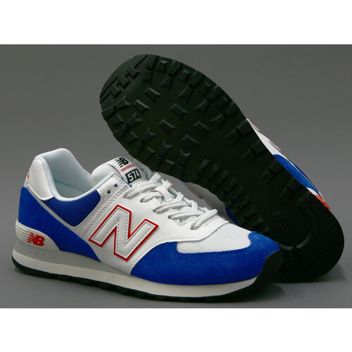 фото Кроссовки new balance 574, полнота d, размер 9,5 us, белый, синий