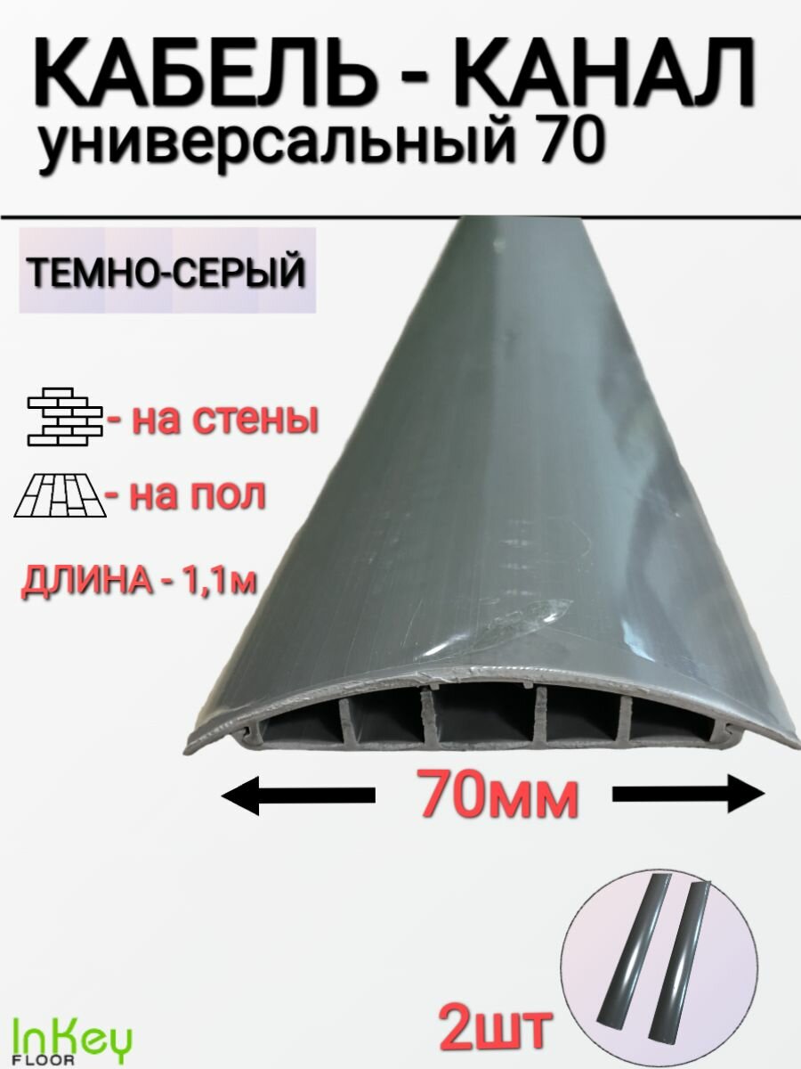 Кабель-канал универсальный 70мм темно-серый 2 штуки