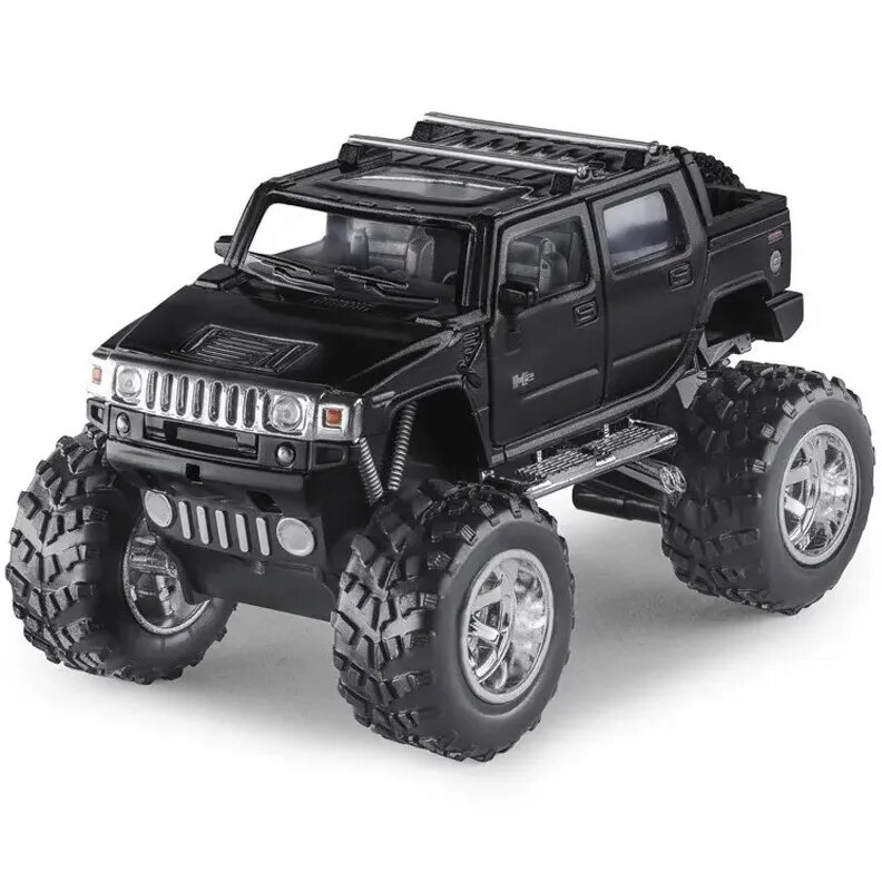 фото Машинка металлическая Kinsmart 1:40 Hummer H2 Off Road (Хаммер Офф Роуд) инерционная, двери открываются. Черный