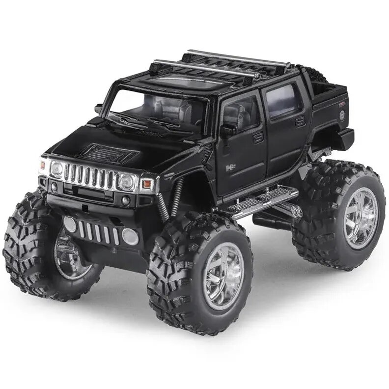 Машинка металлическая Kinsmart 1:40 Hummer H2 Off Road (Хаммер Офф Роуд) инерционная, двери открываются. Черный