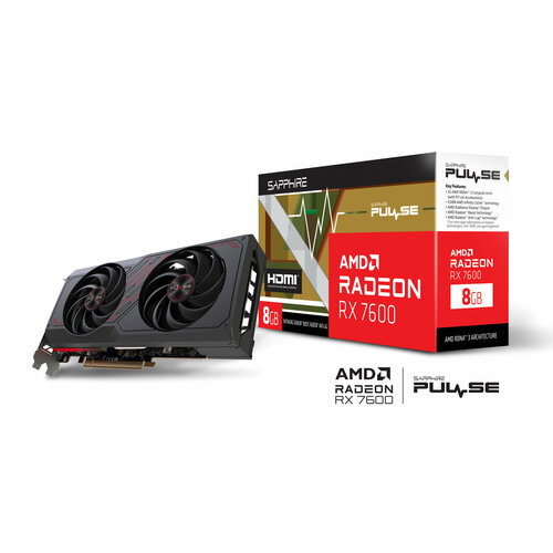 Видеокарта AMD Radeon RX 7600 Sapphire PULSE GAMING OC [11324-01-20G] 8ГБ GDDR6, Retail