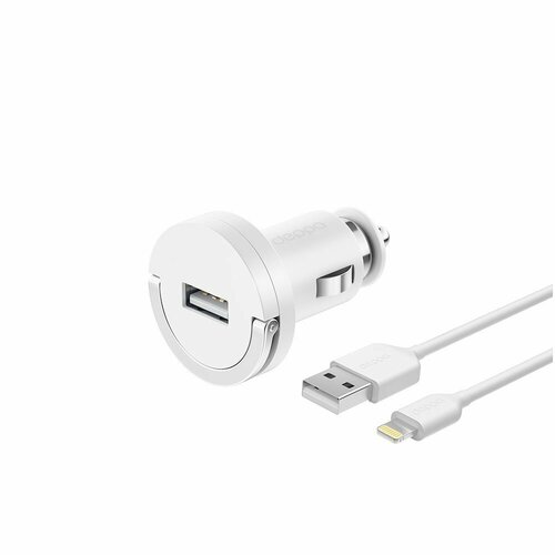 Автомобильное зарядное устройство Deppa 11250 5Вт, MFI для Apple с разъемом Lightning (8-pin), Белый