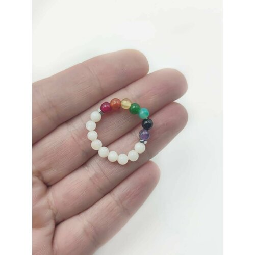 Кольцо, коралл, хризопраз, сердолик, кварц, аметист, аквамарин, лазурит, размер 20, белый