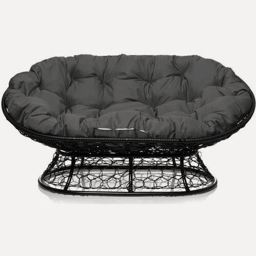 Изображение товара Диван садовый M-group Мамасан ротанг черный + серая подушка