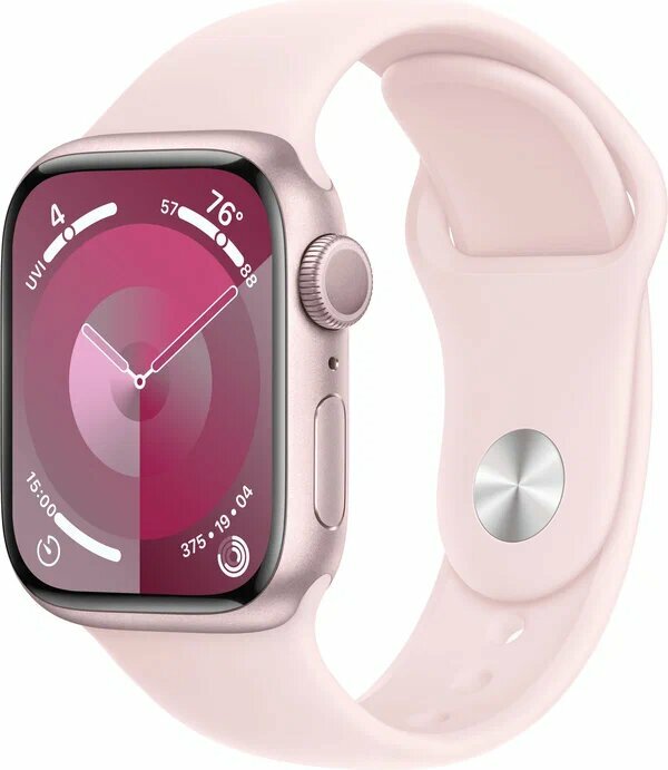 Умные часы Apple Watch Series 9 41 мм Aluminium Case GPS, Pink/Light Pink Sport Band S/M