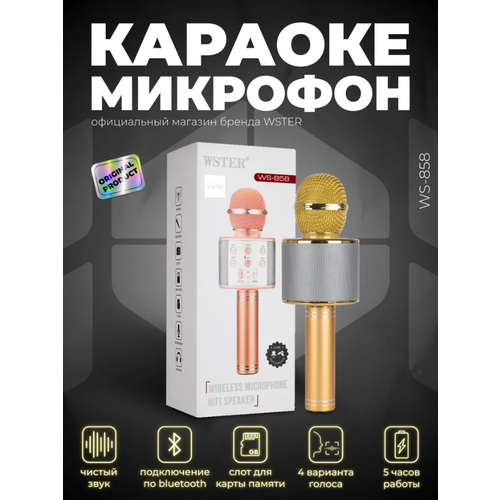 WSTER Оригинальный беспроводной караоке-микрофон WS-858 золотой 80000₽