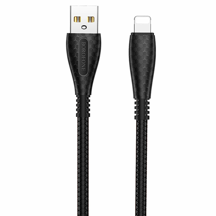 Кабель Borofone BX38 Cool, USB - Lightning, 2.4A, 1 м, ТПЭ, чёрный