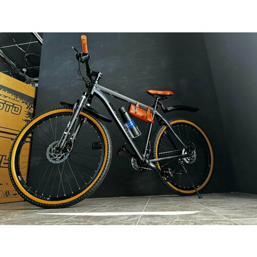 Велосипед горный RICHIESTO 26 21s Алюминиевая рама 19 Взрослый Спортивный Унисекс черныйкоричневый 2470000₽