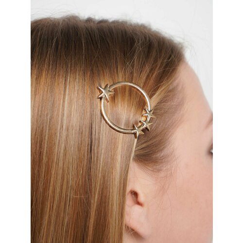 Металлическая заколка-зажим для волос в форме круга со звездами, Цвет Золотой